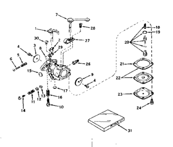 Carburetor Diagram and Parts List for 200503111  Craftsman Engine