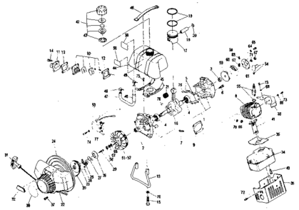 Crankcase Diagram and Parts List for 636796232  Craftsman Trimmer
