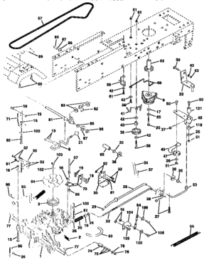 Drive Diagram and Parts List for 917258691  Craftsman Lawn Tractor