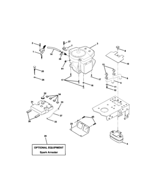Engine Diagram and Parts List for 917271822  Craftsman Lawn Tractor