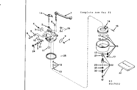 Carburetor Diagram and Parts List for 143647052  Craftsman Engine