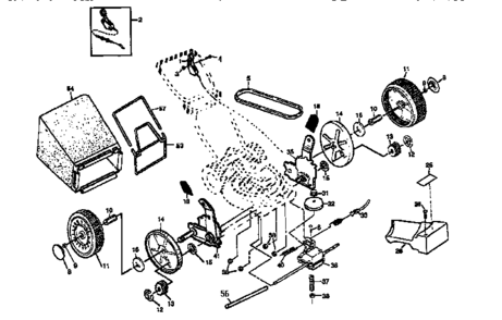 Drive Assembly Diagram and Parts List for 917376260  Craftsman Lawn Mower