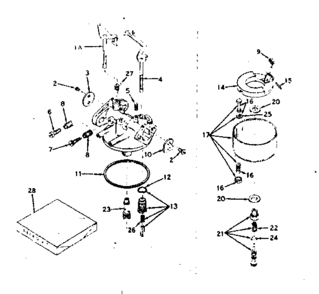 Carburetor Diagram and Parts List for 143588012  Craftsman Engine