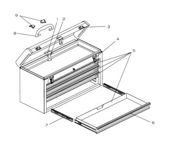 Tool Box Diagram and Parts List for 706654272  Craftsman Tool Stand & Cart