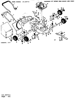 Replacement Parts Diagram and Parts List for 131907711  Craftsman Lawn Mower