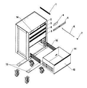 Cabinet Parts Diagram and Parts List for 706658437  Craftsman Tool Stand & Cart