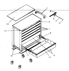 Chest Diagram and Parts List for 706596262  Craftsman Tool Stand & Cart