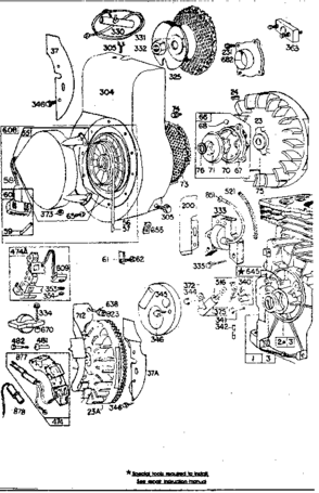 Flywheel Assembly And Blower Housing Diagram and Parts List for 500130200  Craftsman Engine