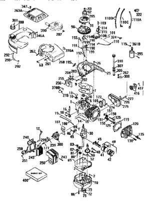 Replacement Parts Diagram and Parts List for 143956002  Craftsman Engine