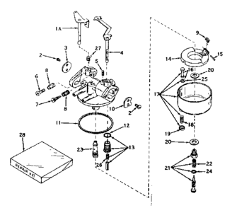 Carburetor No. 631251 Diagram and Parts List for 143572022  Craftsman Engine