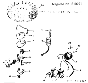 Magneto Diagram and Parts List for 143214322  Craftsman Engine
