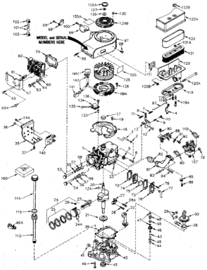 Replacement Parts Diagram and Parts List for 143396122  Craftsman Engine