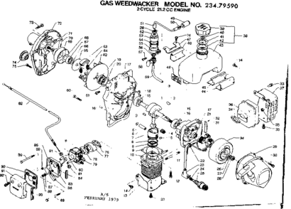 Engine Diagram and Parts List for 23479590  Craftsman Trimmer
