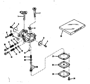Carburetor No. 29928 Diagram and Parts List for 143102210  Craftsman Engine