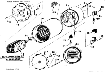 Part Location Diagram of S-25992 Craftsman Stator assembly