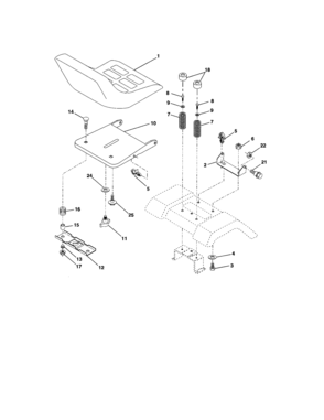 Seat Assembly Diagram and Parts List for 917273491  Craftsman Lawn Tractor