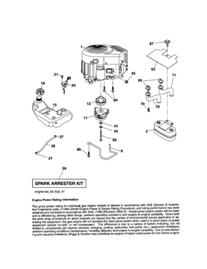 Engine Diagram and Parts List for 917288701  Craftsman Lawn Tractor