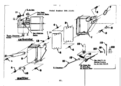 Muffler Assembly Diagram and Parts List for 58031491  Craftsman Engine