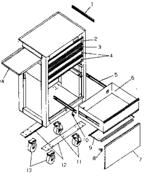 Chest Diagram and Parts List for 706652018  Craftsman Tool Stand & Cart
