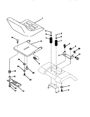 Seat Assembly Diagram and Parts List for 917256510  Craftsman Lawn Tractor
