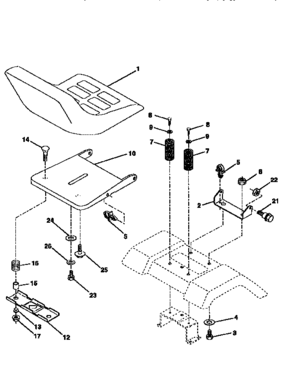 Seat Assembly Diagram and Parts List for 917256891  Craftsman Lawn Tractor