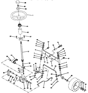 Steering Assembly Diagram and Parts List for 917257631  Craftsman Lawn Tractor