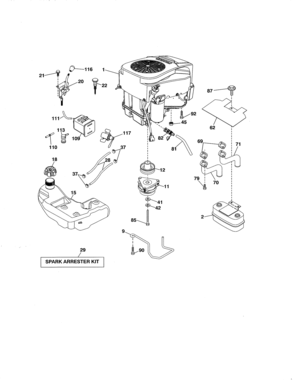 Engine Diagram and Parts List for 917986440  Craftsman Lawn Tractor