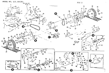 Wheel Assembly Diagram and Parts List for 536906201  Craftsman Snow Blower