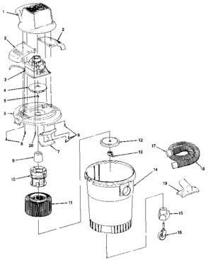 Unit Diagram and Parts List for 113177430  Craftsman Utility Vacuum
