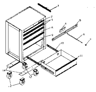 Chest Diagram and Parts List for 706622891  Craftsman Tool Stand & Cart