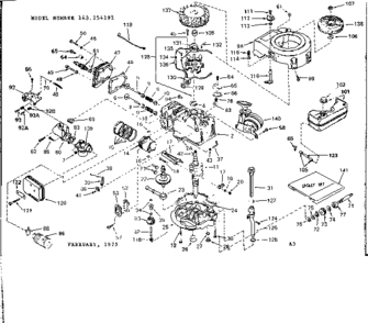 Engine Diagram and Parts List for 143254192  Craftsman Engine