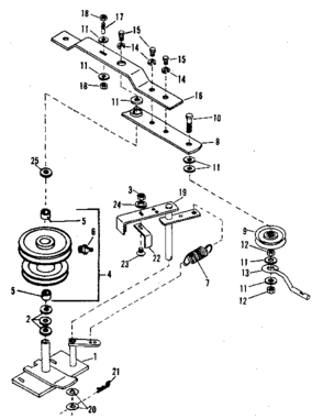Pulley Assembly Diagram and Parts List for 842240723  Craftsman Snow Blower