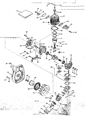 Crankcase Diagram and Parts List for 91760051  Craftsman Chainsaw