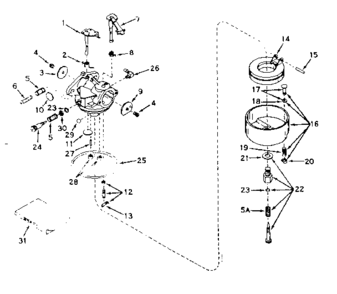 Carburetor No. 630958b Diagram and Parts List for 143574032  Craftsman Engine