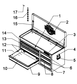 Drawer Chest Diagram and Parts List for 706387090  Craftsman Tool Stand & Cart
