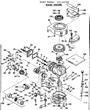 Basic Engine Diagram and Parts List for 143161152  Craftsman Engine
