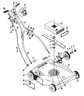 Replacement Parts Diagram and Parts List for 13191220  Craftsman Lawn Mower