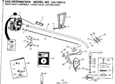 Drive Shaft Assembly And Lower Cutting Head Diagram and Parts List for 234796810  Craftsman Trimmer