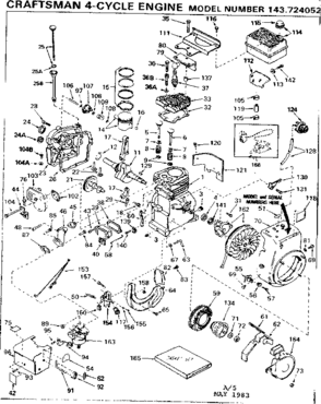 Replacement Parts Diagram and Parts List for 143724052  Craftsman Engine