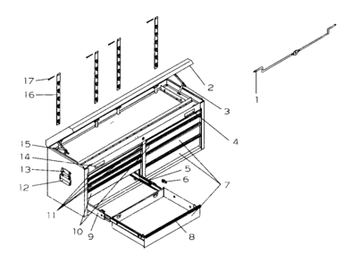 Tool Chest Diagram and Parts List for 706824951  Craftsman Tool Stand & Cart
