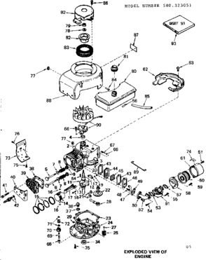 Engine Diagram and Parts List for 580323051  Craftsman Engine