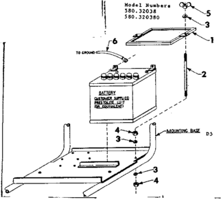 Battery Mounting Assembly Diagram and Parts List for 58032038  Craftsman Engine