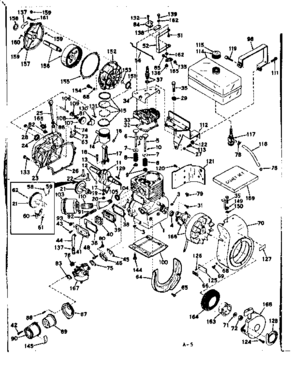 Basic Engine Diagram and Parts List for 143566212  Craftsman Engine