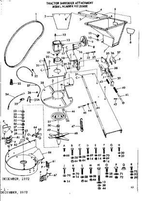 Replacement Parts Diagram and Parts List for 917253430  Craftsman Lawn Tractor