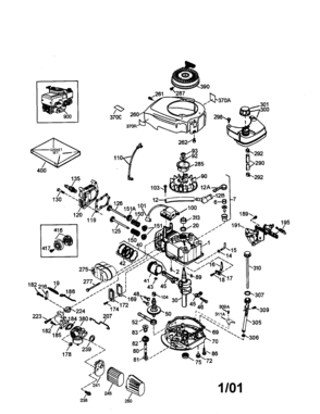 4-cycle Engine Diagram and Parts List for 143016706  Craftsman Engine