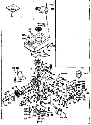 Basic Engine Diagram and Parts List for 143145032  Craftsman Engine