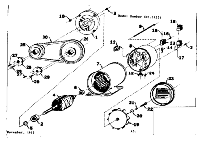 Stator Assembly Diagram and Parts List for 58031231  Craftsman Engine