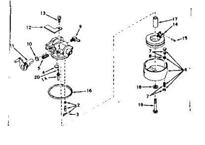 Sears Carburetor Diagram and Parts List for 143204082  Craftsman Engine