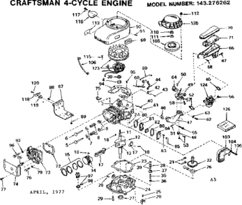 Replacement Parts Diagram and Parts List for 143276262  Craftsman Engine