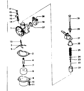 Carburetor Diagram and Parts List for 59301  Craftsman Water Pump